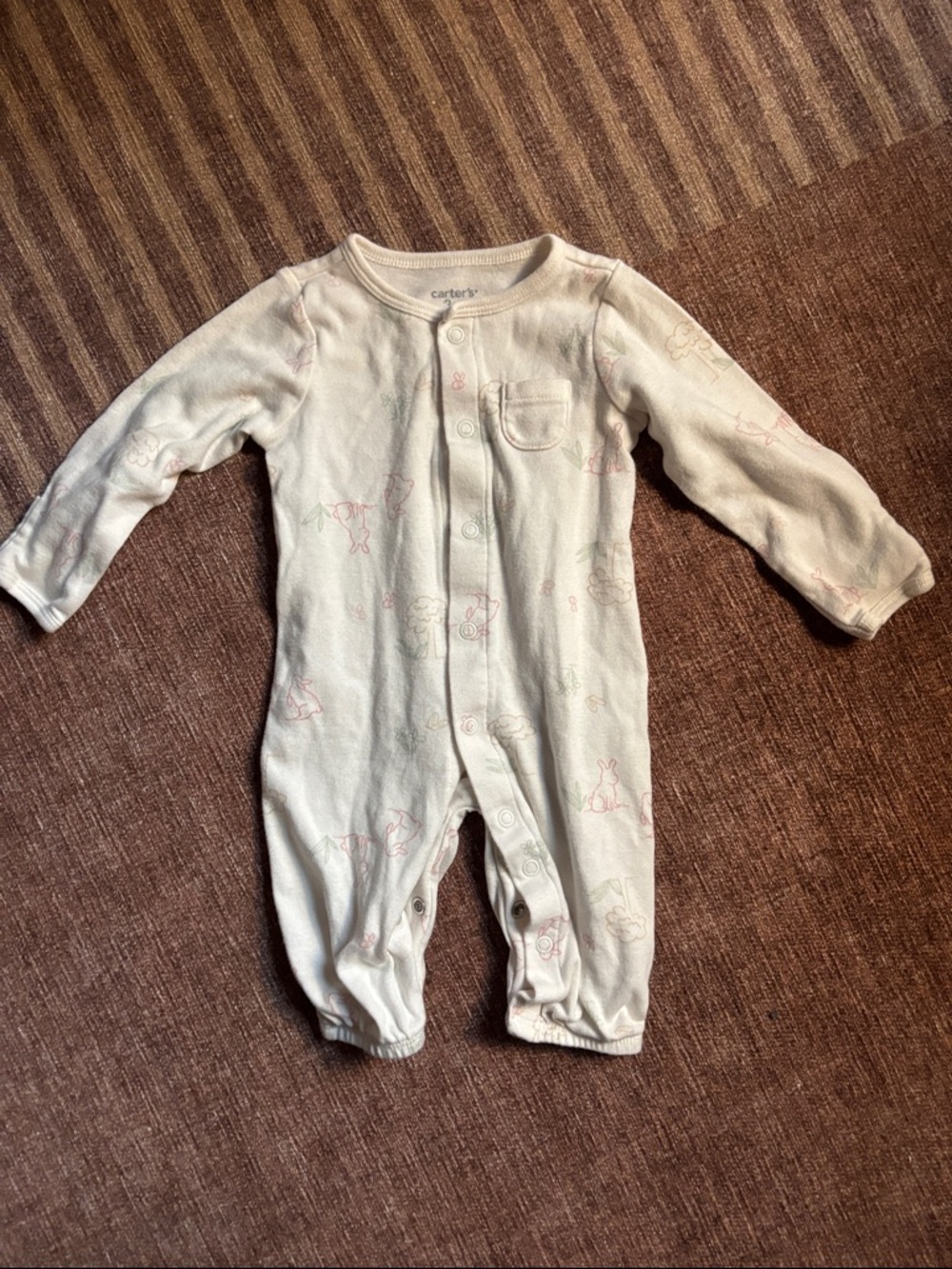 Carter's Cream Long Sleeve Baby One-Piece with Pastel Prints